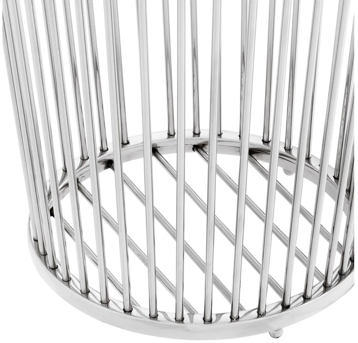 Casa Padrino cesta de ropa de lujo de acero inoxidable plata Ø 30 x H. 40,5 cm - Accesorios de Baño de Lujo