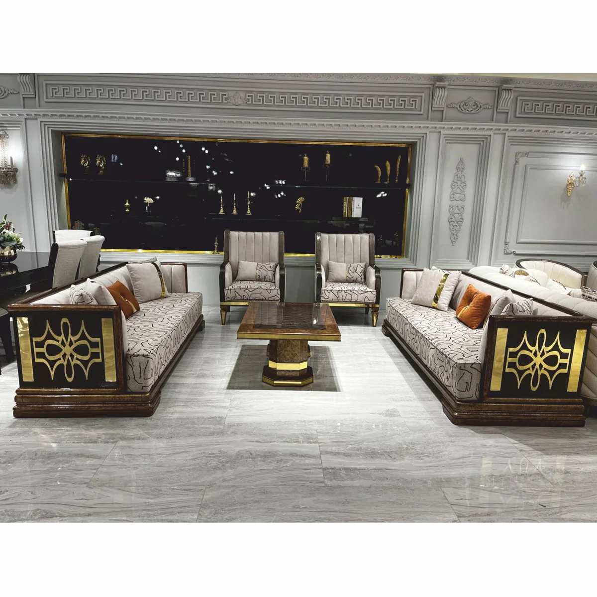 Casa Padrino mesa de centro Art Deco de lujo marr¨®n / oro 119 cm - Muebles de sal¨®n