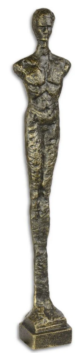 Casa Padrino Diseñador Estatuilla de Hierro Fundido Hombre de Pie Oro Antiguo 8,1 x 5,4 x H. 43 cm - Estatuilla de Lujo Decorada