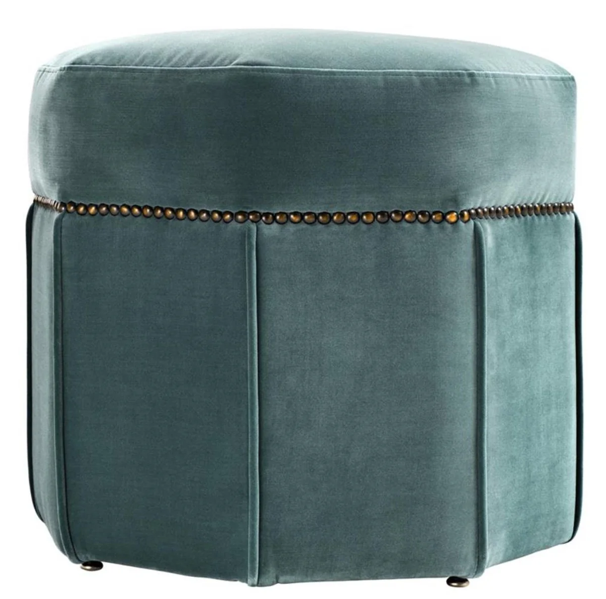 Casa Padrino taburete de lujo turquesa oscuro / lat¨®n antiguo 46 x 46 x H. 44 cm - Asiento Taburete de Lujo