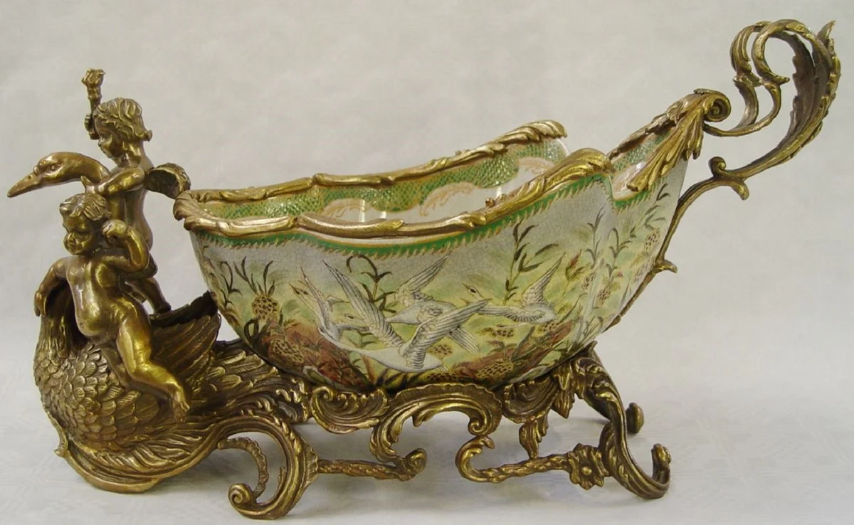 Casa Padrino macetero barroco de lujo multicolor 46,6 x 19,2 x H. 22 cm - Magnífico Macetero de Porcelana