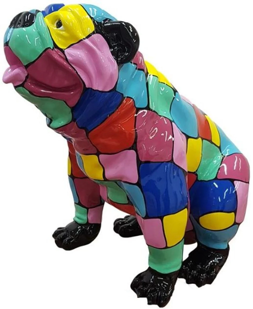 Casa Padrino escultura de decoración de diseño perro bulldog multicolor 67 x A. 70 cm - Figura de Decoración de Jardín - Figura de Jardín Resistente a la Intemperie