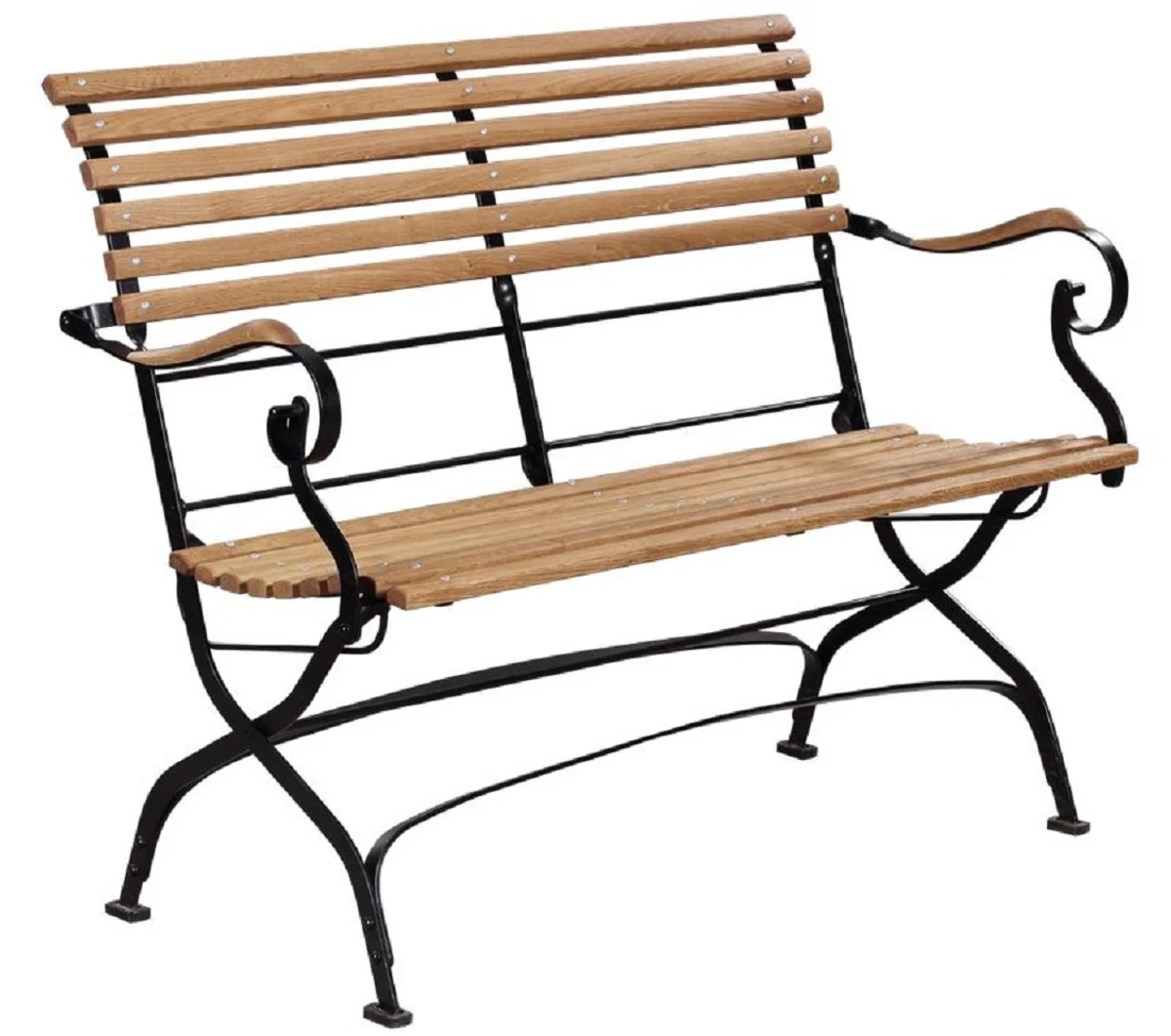 Casa Padrino banco de jardín Art Nouveau de lujo marrón / negro 120 x 55 x A. 90 cm - Banco de jardín y terraza con respaldo y reposabrazos - Muebles de Jardín y Terraza Art Nouveau