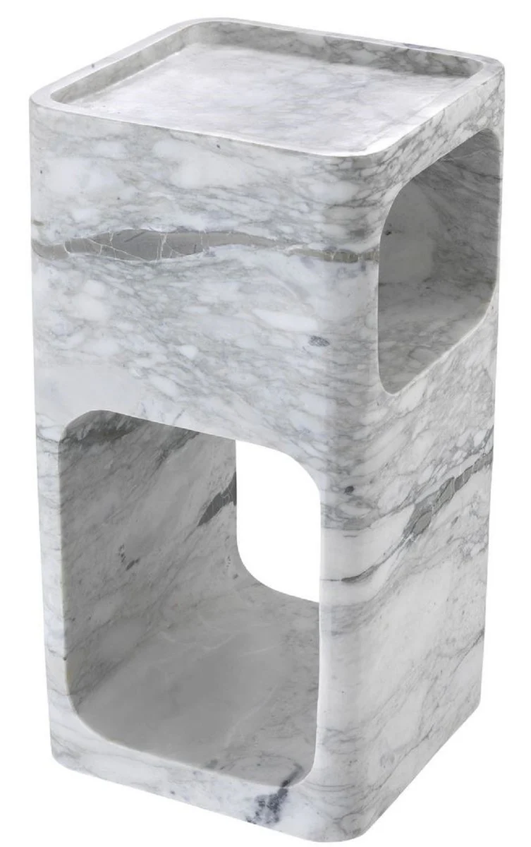 Casa Padrino mesa auxiliar de dise?o de m¨¢rmol blanco 28 x 28 x H. 55 cm - Muebles de Sala - Muebles de Dise?o