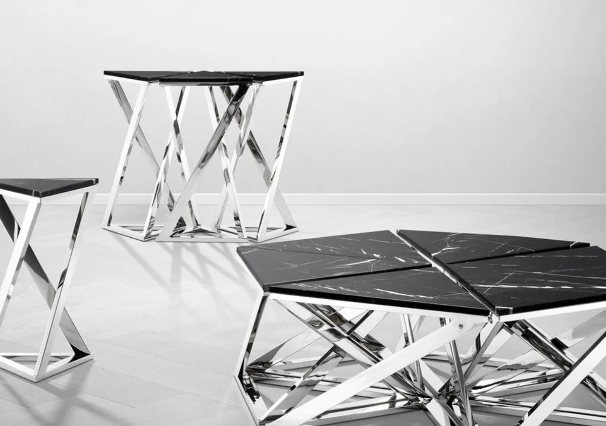 Casa Padrino consola diseñador 3 establece la plata 95 x 41 x 80,5 cm - H. colección de lujo