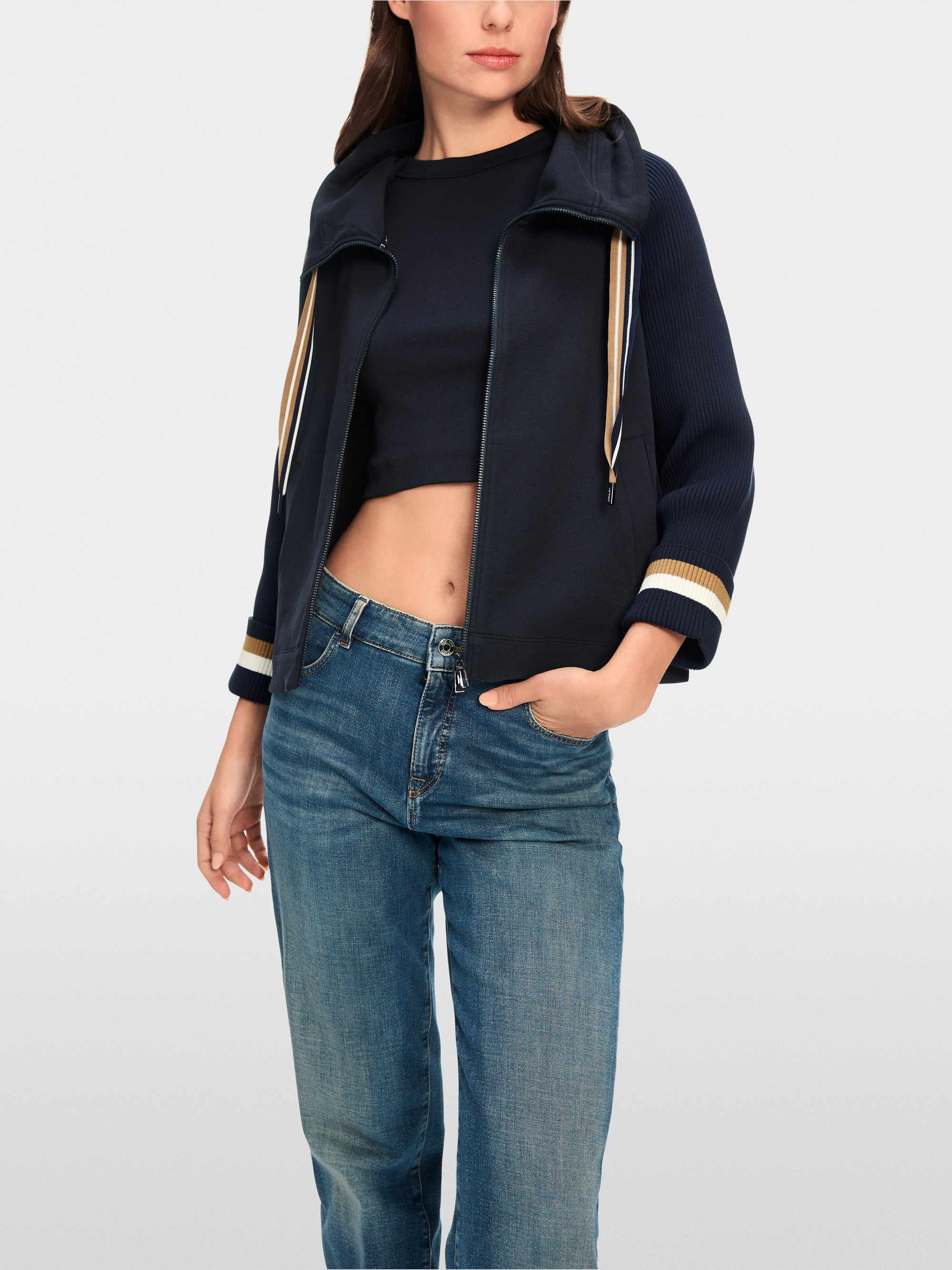 Marc-Cain Loose mixed fabric jacket