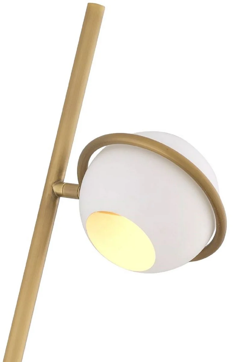 Casa Padrino lámpara de pie de lujo latón antiguo / blanco / negro Ø 26 x A. 150 cm - Lámpara de pie giratoria con base de mármol - Lámparas de pie de lujo - Luces de lujo - Muebles de lujo