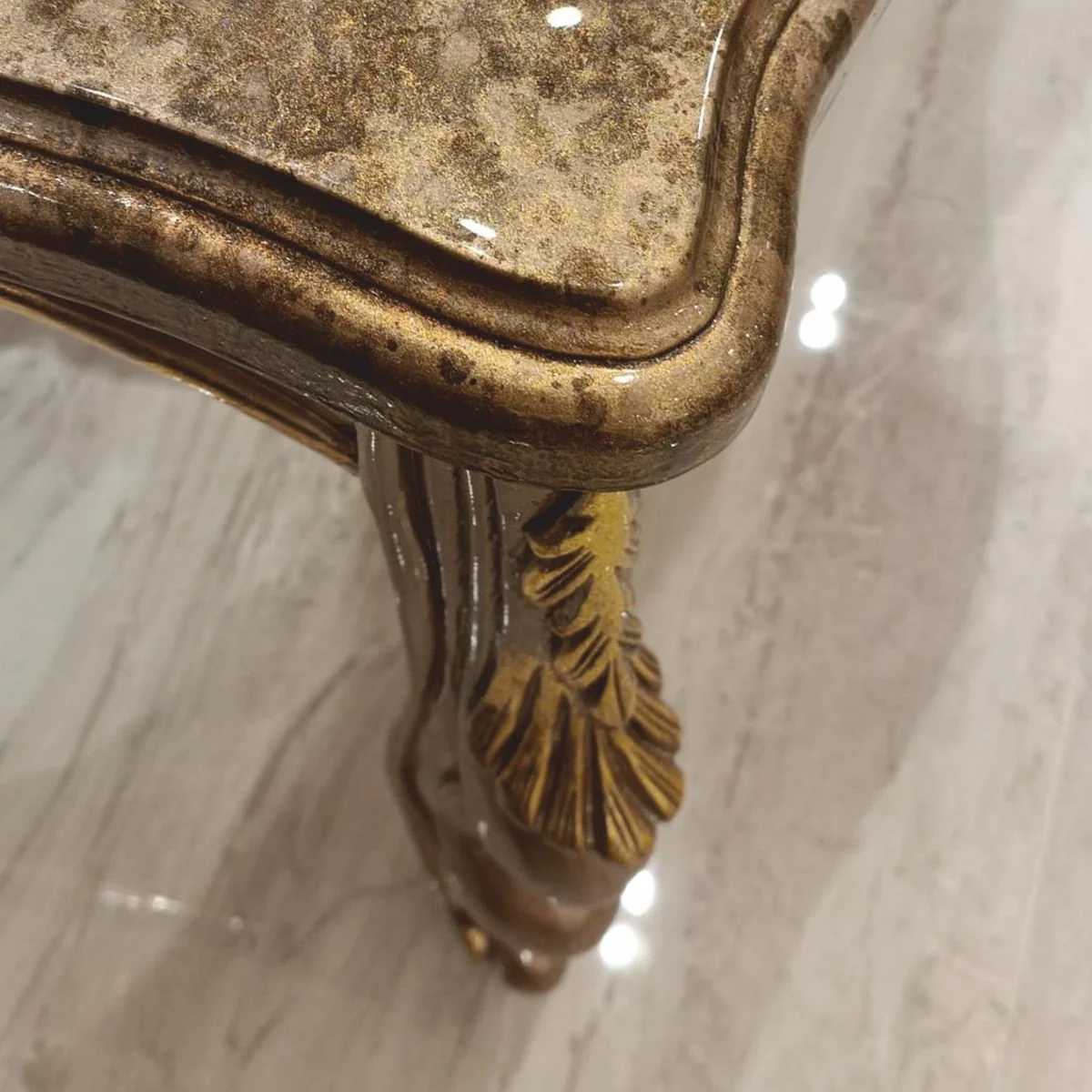 Casa Padrino mesa de centro barroco de lujo gris / oro 123 cm - Muebles de sal¨®n de estilo barroco