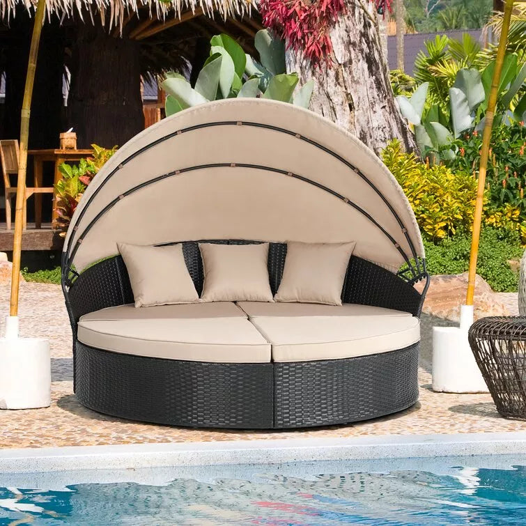 66'' Wide Outdoor Wicker Patio Daybed with Cushions