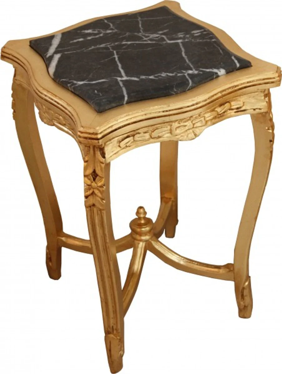 Casa Padrino Baroque side table with marble top Square Gold Mod W20 60 x 42 cm - Antique style