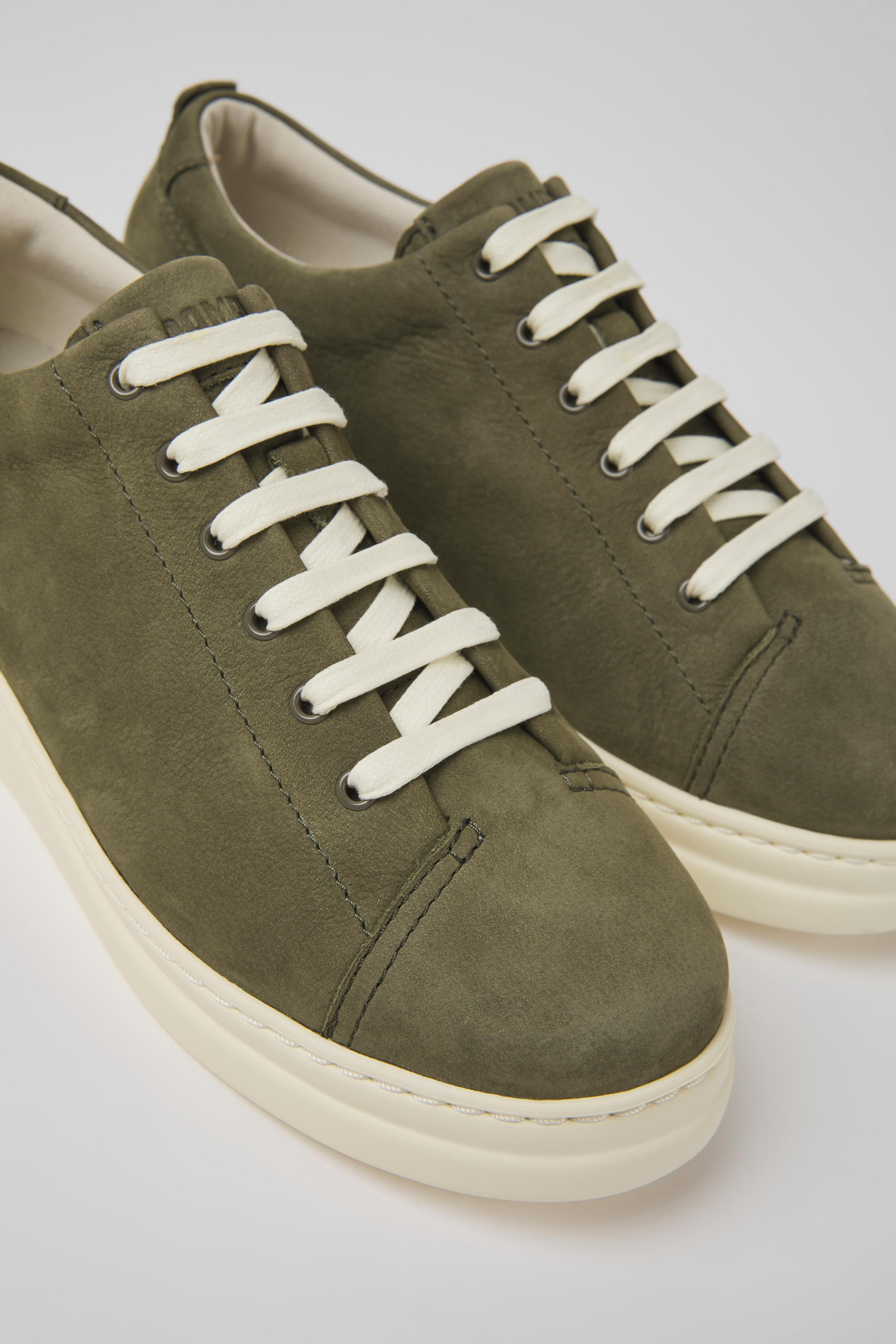 Runner Up - Green nubuck sneakers for women