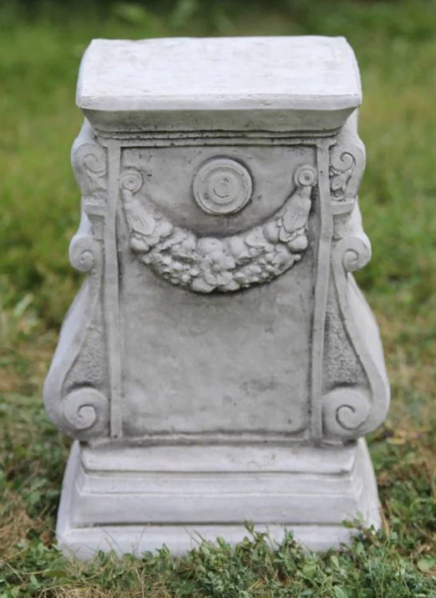 Casa Padrino pilar decorativa de jard¨ªn barroco gris A. 41 cm - Pilar de piedra de estilo antiguo - Magn¨ªfica pilar de jard¨ªn - Decoraci¨®n de terrazas y jardines barrocos