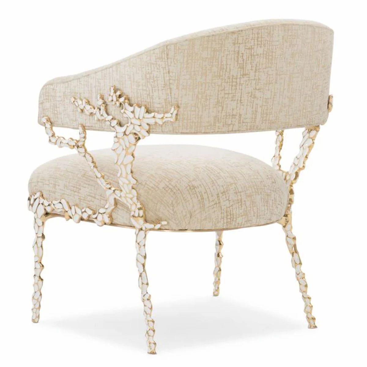 Casa Padrino Sill¨®n de Lujo Blanco / Oro Al. 83 cm - Muebles para Sala de Estar y Hotel