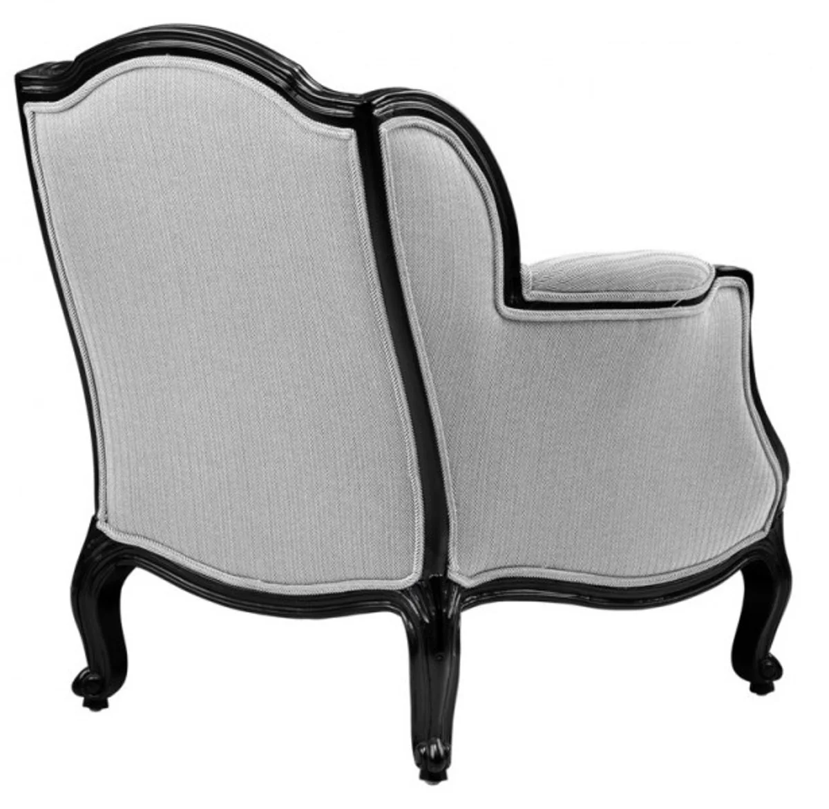 Casa Padrino luxury lounge chair Baroque Black / Grey Herringbone mod5 - Hotel Furniture