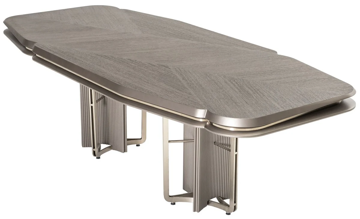 Casa Padrino mesa de comedor de lujo gris / plata 251 cm - Muebles de comedor de lujo