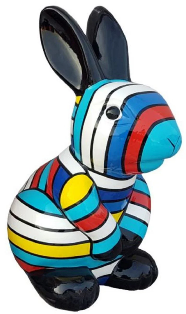 Casa Padrino figura decorativa diseño de lujo conejo multicolor A. 65 cm - Figura decorativa de jardín animal - Escultura decorativa resistente a la intemperie - Figura decorativa de salón
