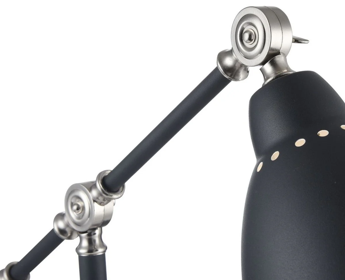 Casa Padrino Desk Lamp Black / Silver 17.5 x 47 x H. 52 cm - Table Lamp with Swivel Bracket