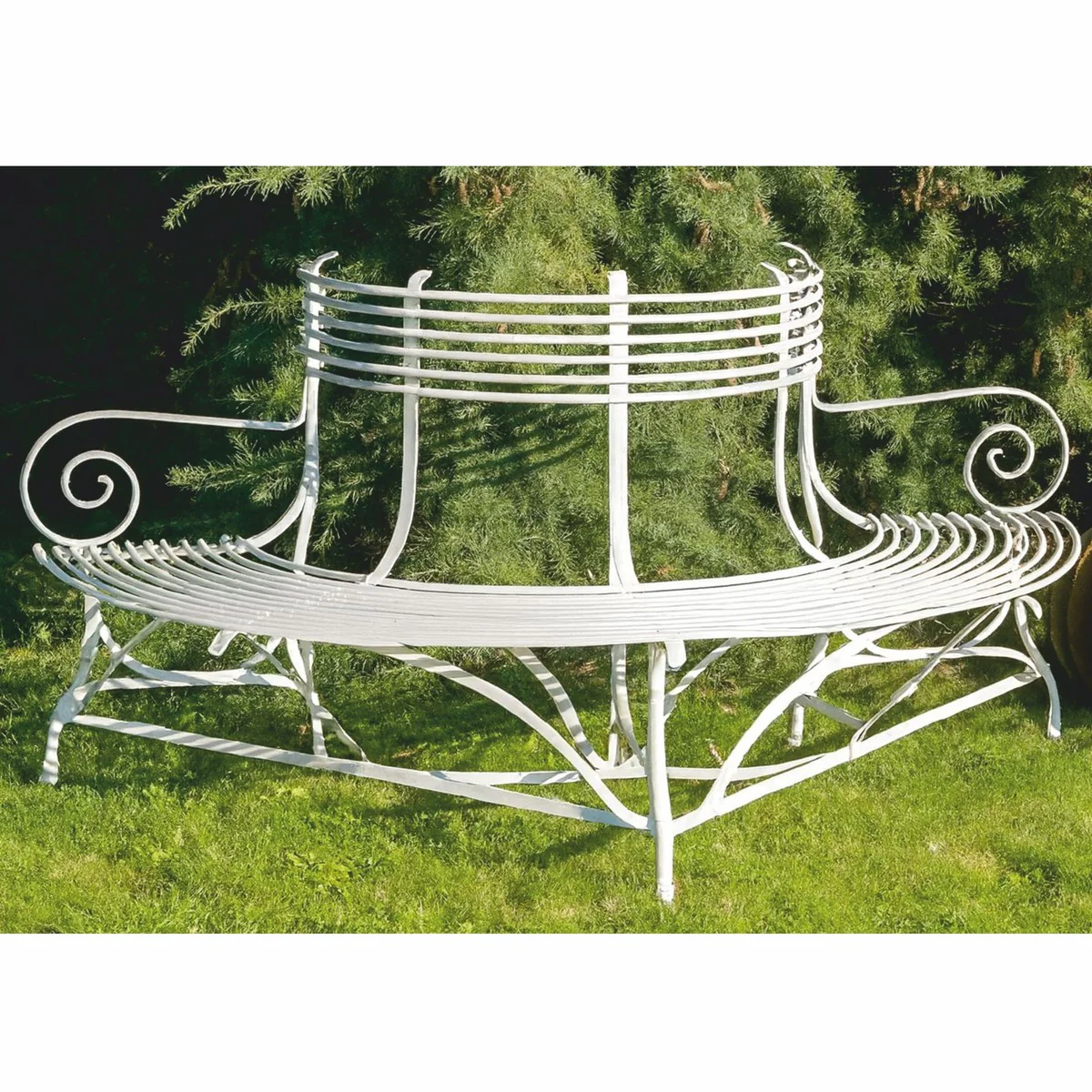 Casa Padrino Banco de Jard¨ªn Art Nouveau Blanco 180 x Al. 88 cm - Muebles de Jard¨ªn Forjados a Mano
