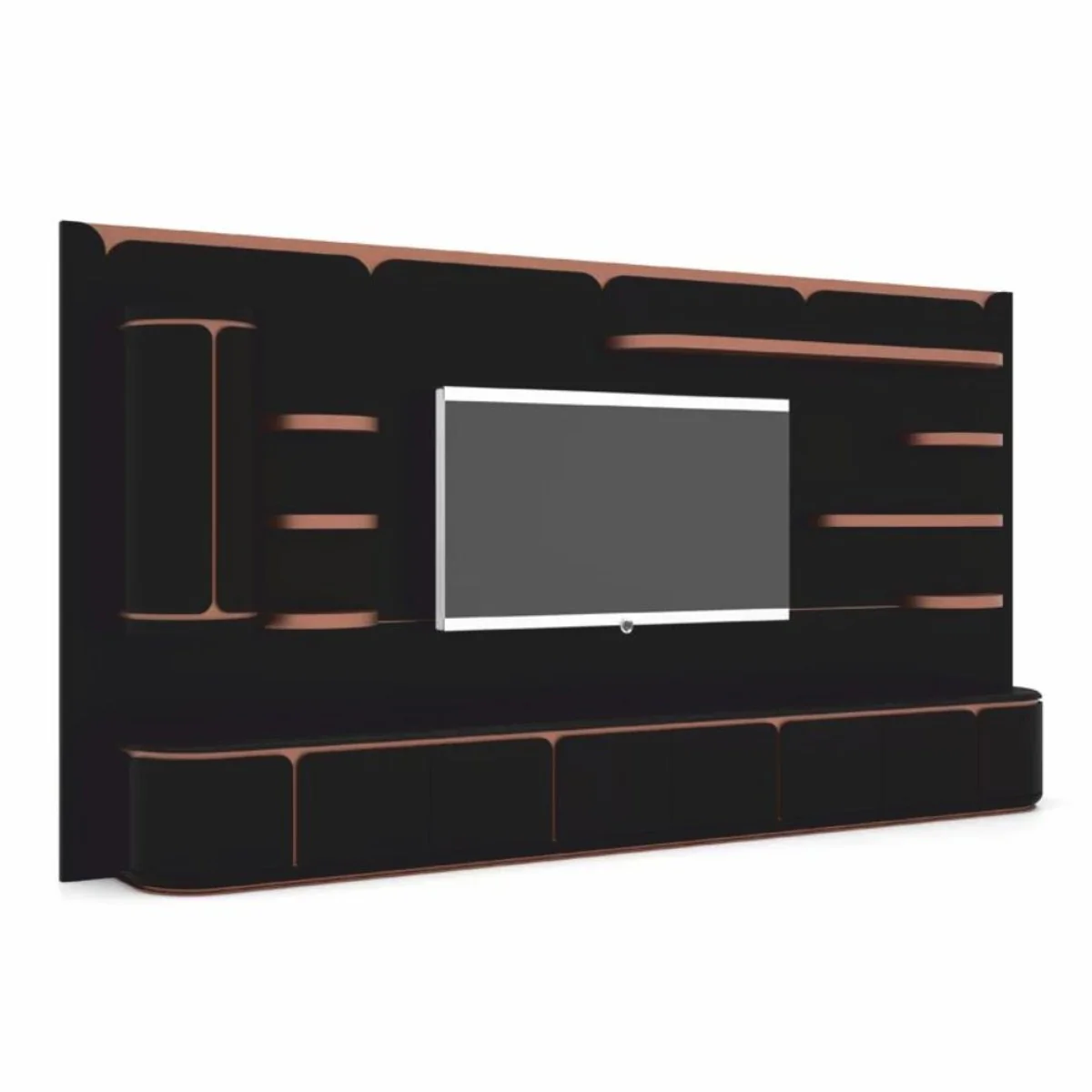 Casa Padrino gabinete de TV de lujo negro / cobre 430 cm - Muebles de sal¨®n y hotel