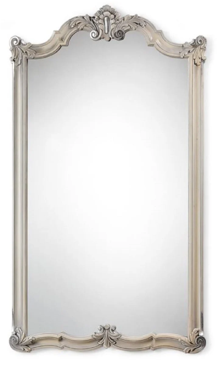 Casa Padrino espejo barroco de lujo beige antiguo / plata - Magn¨ªfico espejo de pared de madera maciza de estilo barroco - Muebles de lujo en estilo barroco - Interior barroco - Hecho en Italia