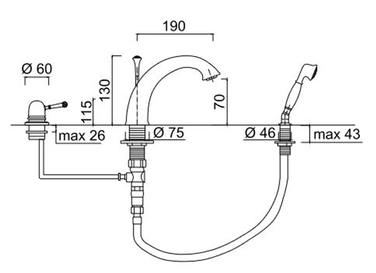 Juego de bañera de lujo con 3 orificios para bañera y cristal de Swarovski plata - Grifería de Baño de Lujo con Baño Fabricada en Italia