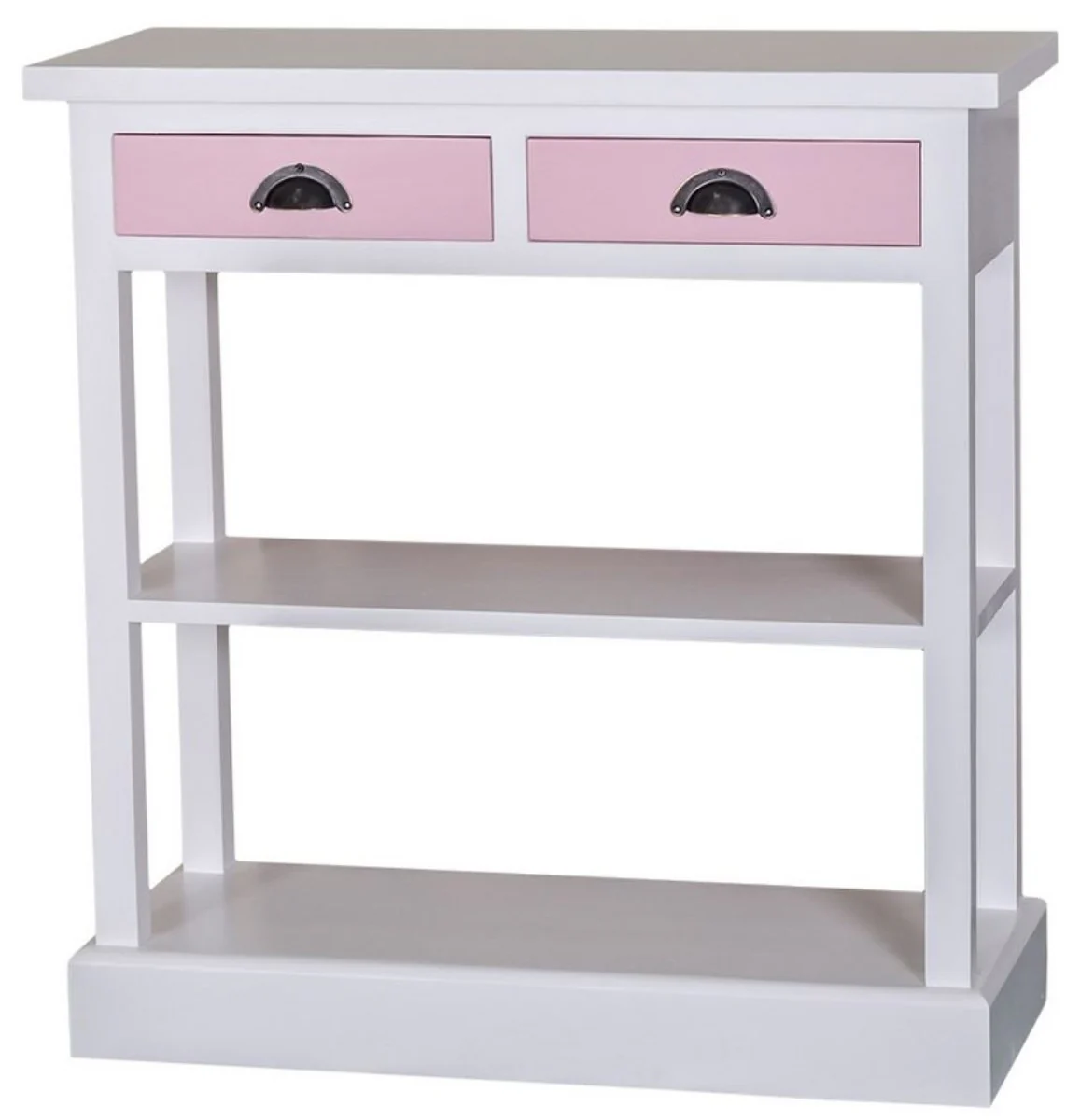 Casa Padrino consola de cocina de estilo country blanco / rosa 85 x 35 x H. 89 cm - Consola de Estilo Country con 2 Cajones
