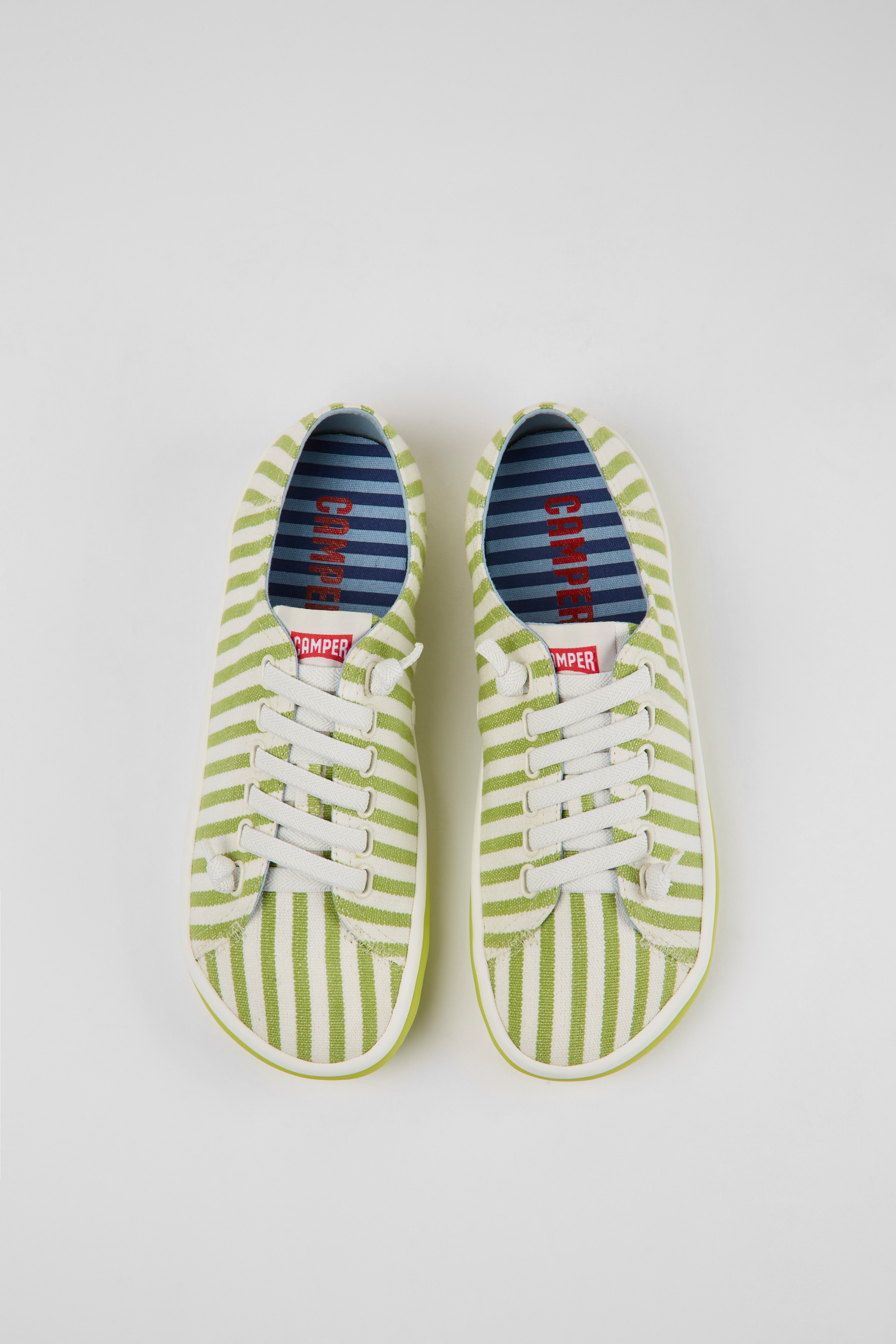 Peu Rambla - Green and white textile sneakers for women