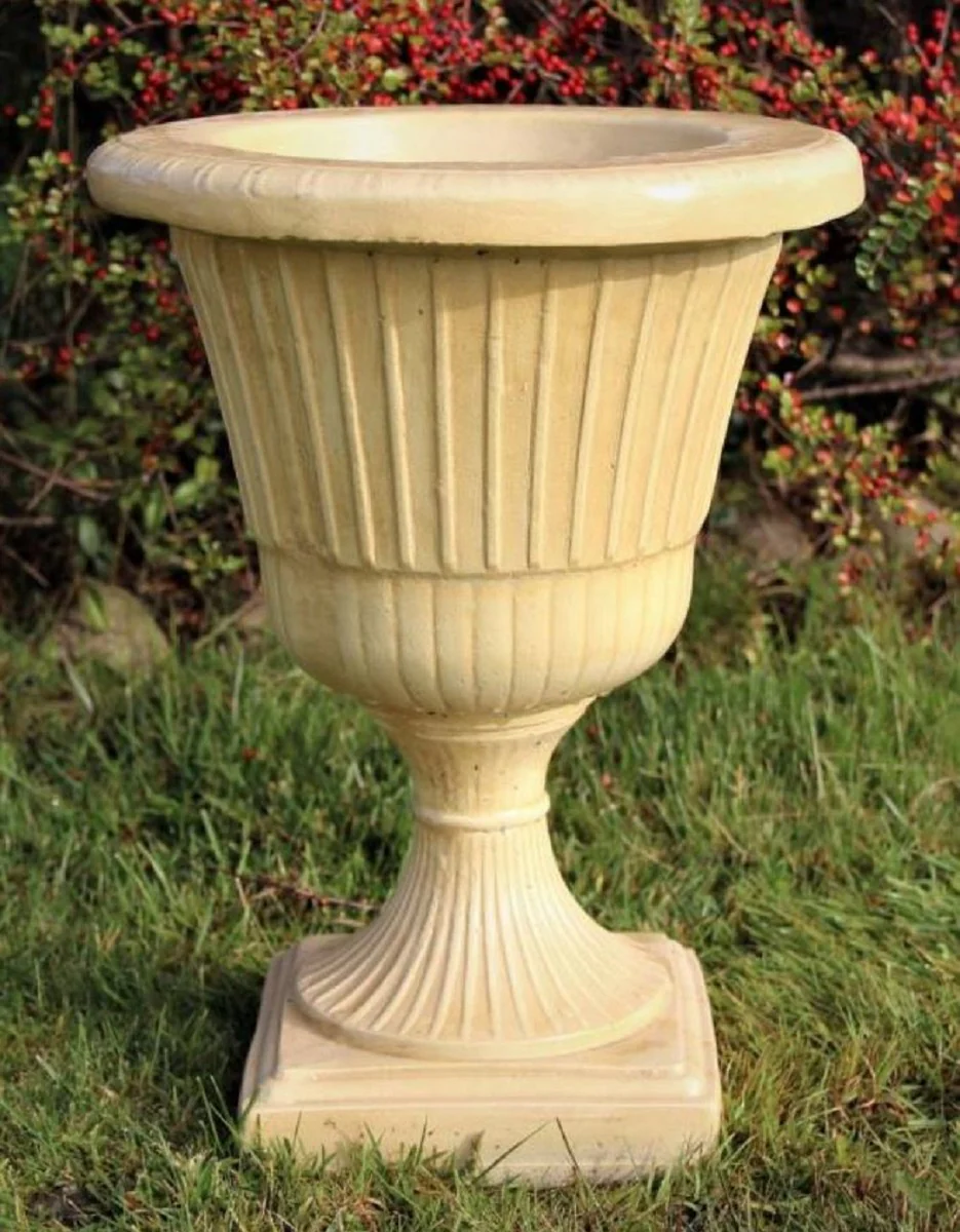 Casa Padrino maceta decorativo de jard¨ªn barroco arena ? 39 x A. 52 cm - Macetero redondo de estilo barroco - Decoraci¨®n barroco de jard¨ªn - Decoraci¨®n barroco de terraza - Accesorios barroco