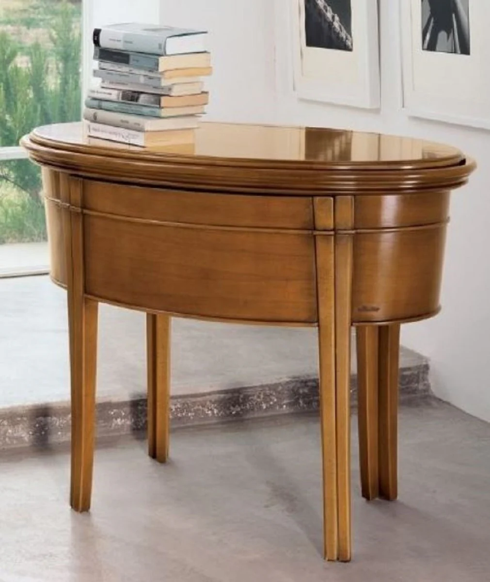 Casa Padrino consola de maquillaje Biedermeier de lujo con silla marr¨®n / blanco - Muebles de Dormitorio - Muebles de Hotel - Calidad de Lujo - Hecho en Italia