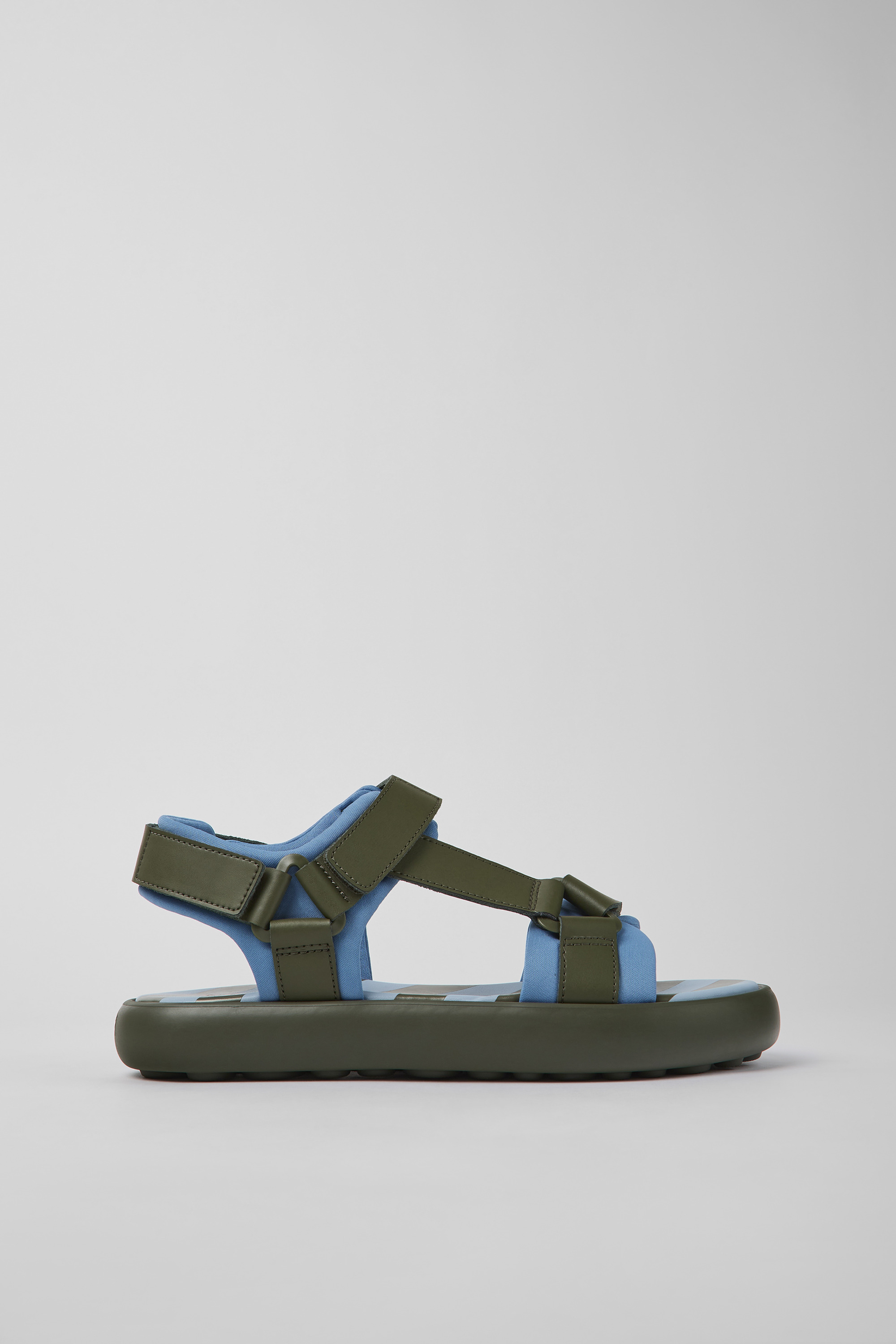 Pelotas Flota - Green and blue leather and textile sandals for men