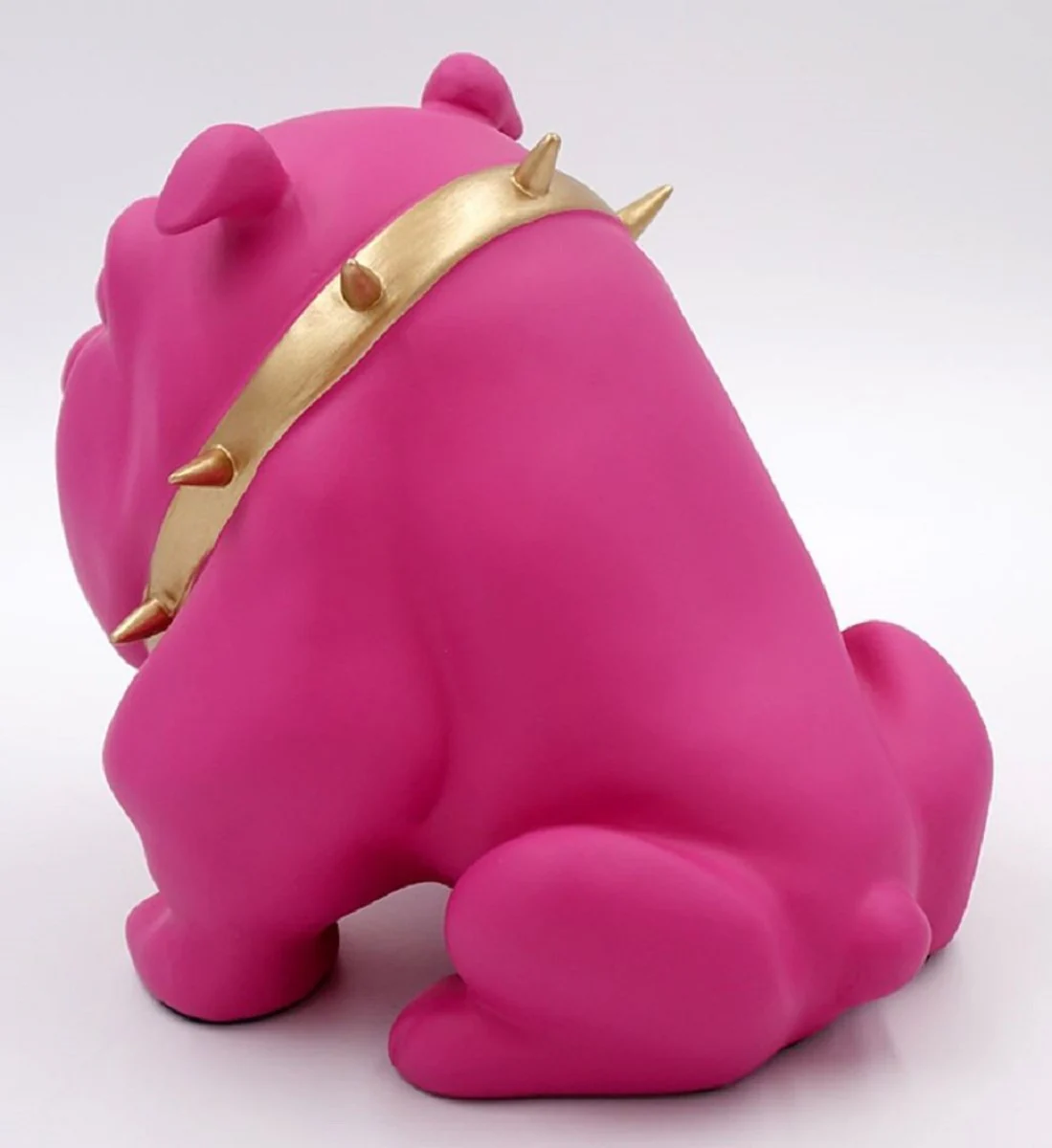 Casa Padrino figura decorativa de lujo perro bulldog con collar rosa / oro A. 55 cm - Escultura decorativa de resina - Decoraci¨®n sal¨®n - Figura animal decorativa de lujo