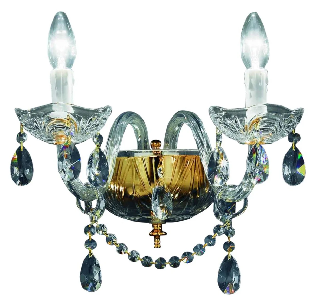 Casa Padrino lámpara de pared de estilo barroco oro 35 x 32 x H. 25 cm - Muebles y Accesorios de Estilo Barroco