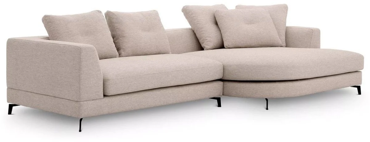 Casa Padrino sof¨¢ esquinero de lujo lado derecho arena / negro 310 x 150 x A. 65 cm - Sof¨¢ de sal¨®n con cojines - Muebles de sal¨®n - Interiores de sal¨®n - Muebles de lujo - Interiores de lujo