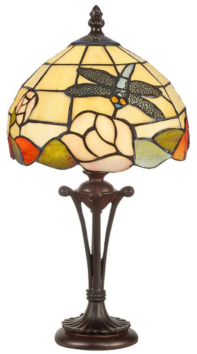 Casa Padrino lámpara de mesa Tiffany de lujo multicolor Ø 25 x A. 47 cm - Lámpara de taburete Tiffany - Lámpara de escritorio Tiffany - Luces Tiffany - Interior de lujo - Luces de lujo