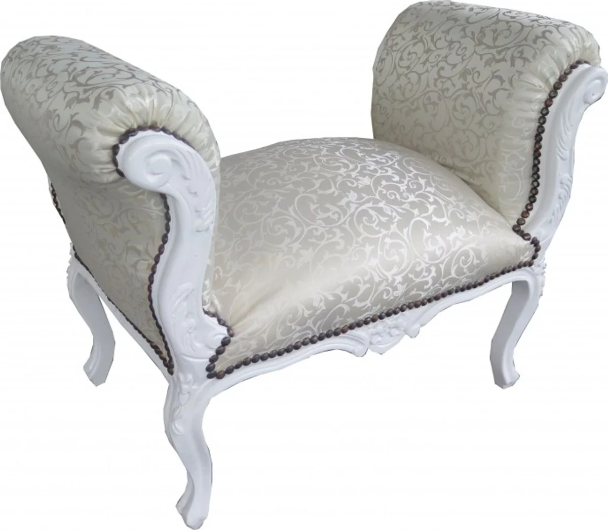 Casa Padrino barroco Taburete patr¨®n de crema / blanco - Banco