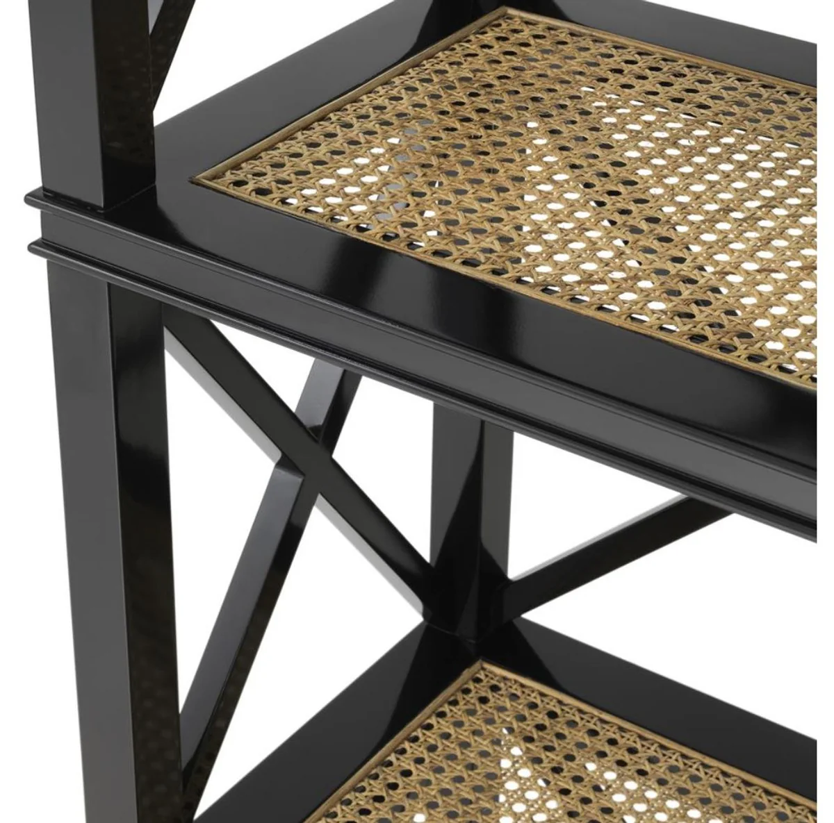 Casa Padrino Luxury Living Room Shelf Cabinet Black / Natural 85 x 35 x H. 220 cm - Luxury Furniture