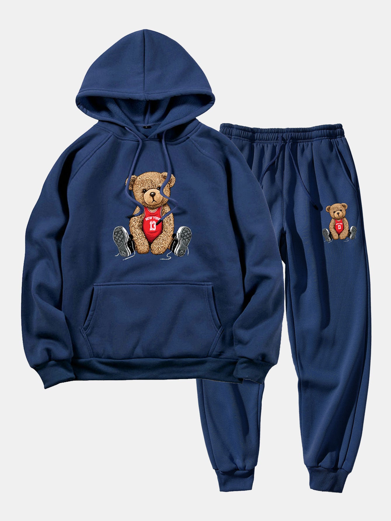New York Bear Print Hoodie & Jogger Pants