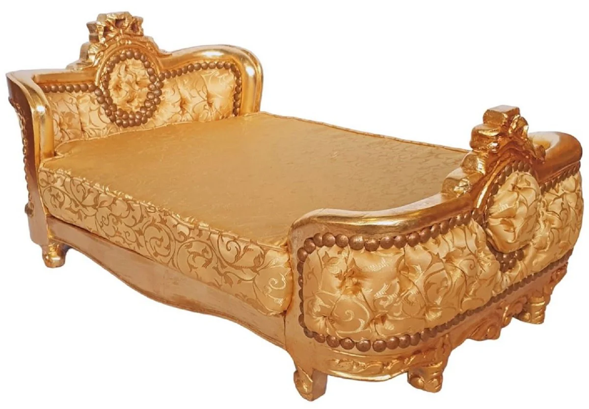 Casa Padrino cama de perro barroco patrón oro / oro - Cama de perro de estilo antiguo hecha a mano - Magníficos muebles para perros en estilo barroco - Muebles barrocos para mascotas