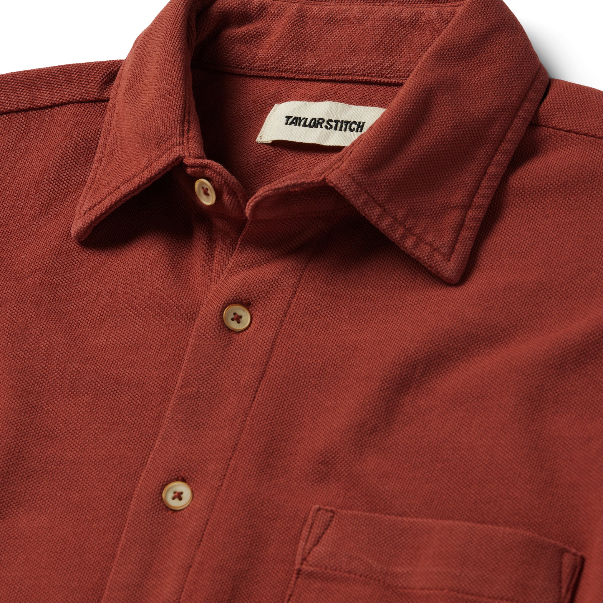 The Short Sleeve California in Red Clay Pique