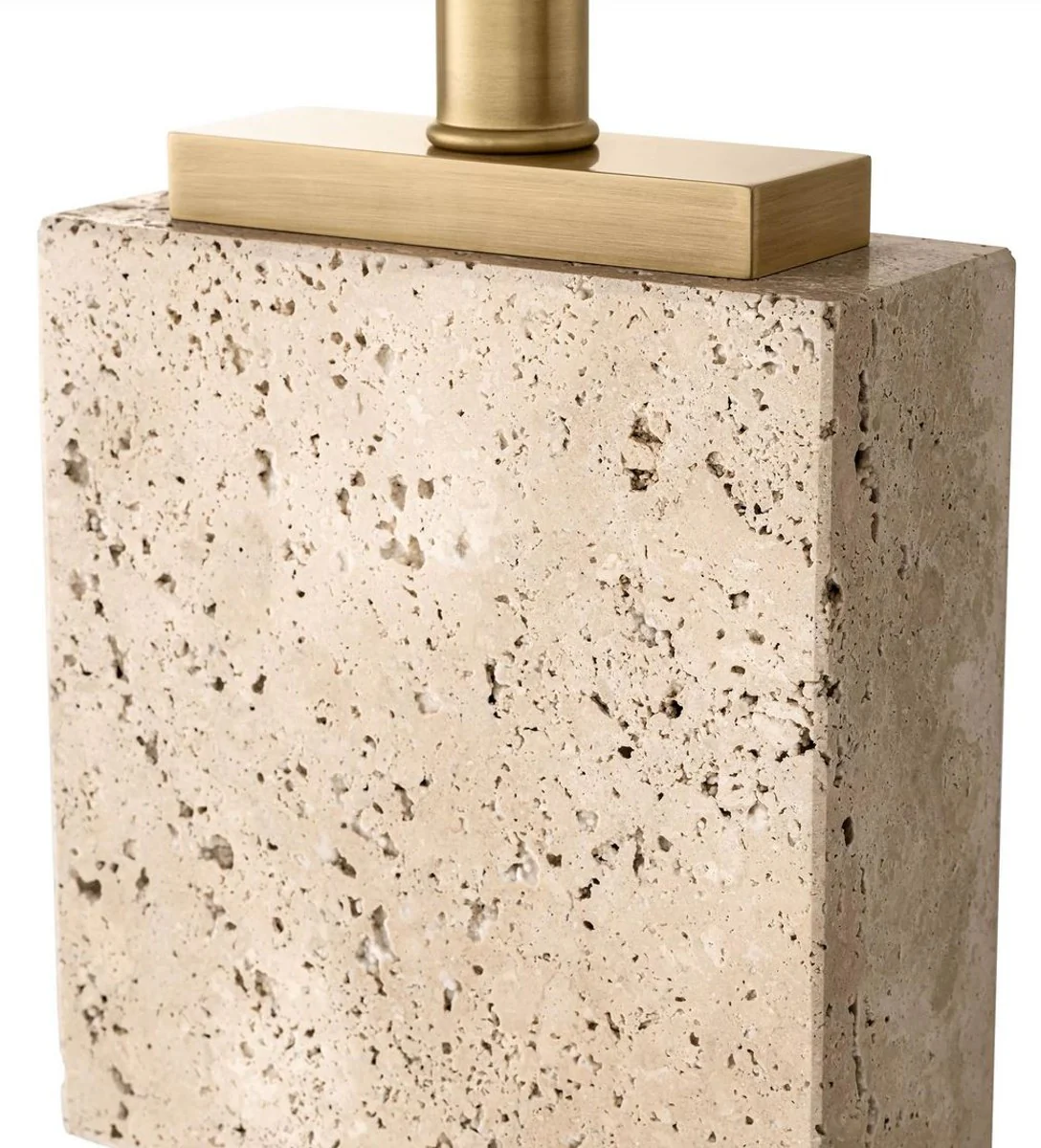 Casa Padrino lámpara de pie de lujo beige / latón antiguo 55 x 30 x A. 145,5 cm - Lámpara de pie de travertino con pantalla rectangular - Lámparas de pie de lujo - Calidad de lujo