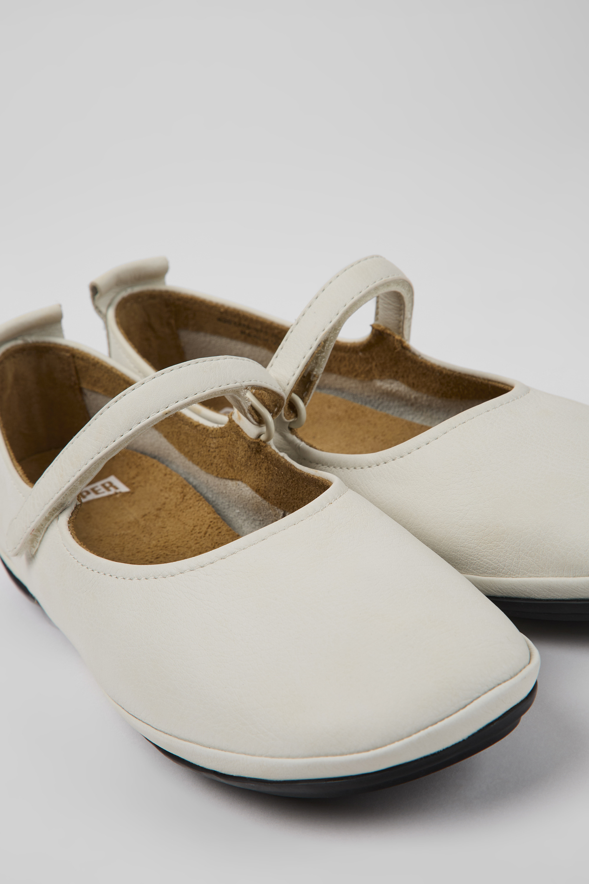 Right - White leather ballerinas for women