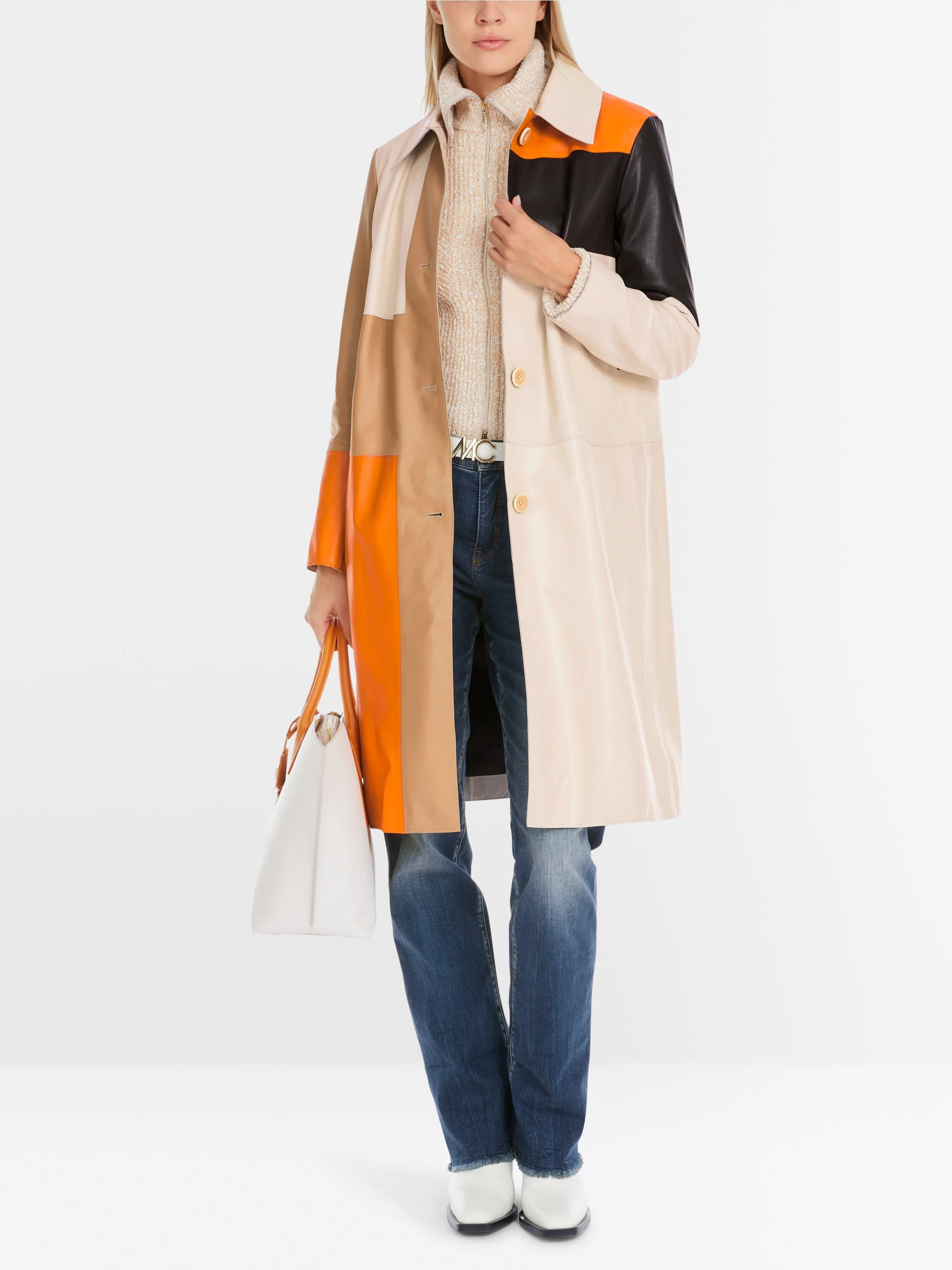 Marc-Cain Patch-look nappa leather coat