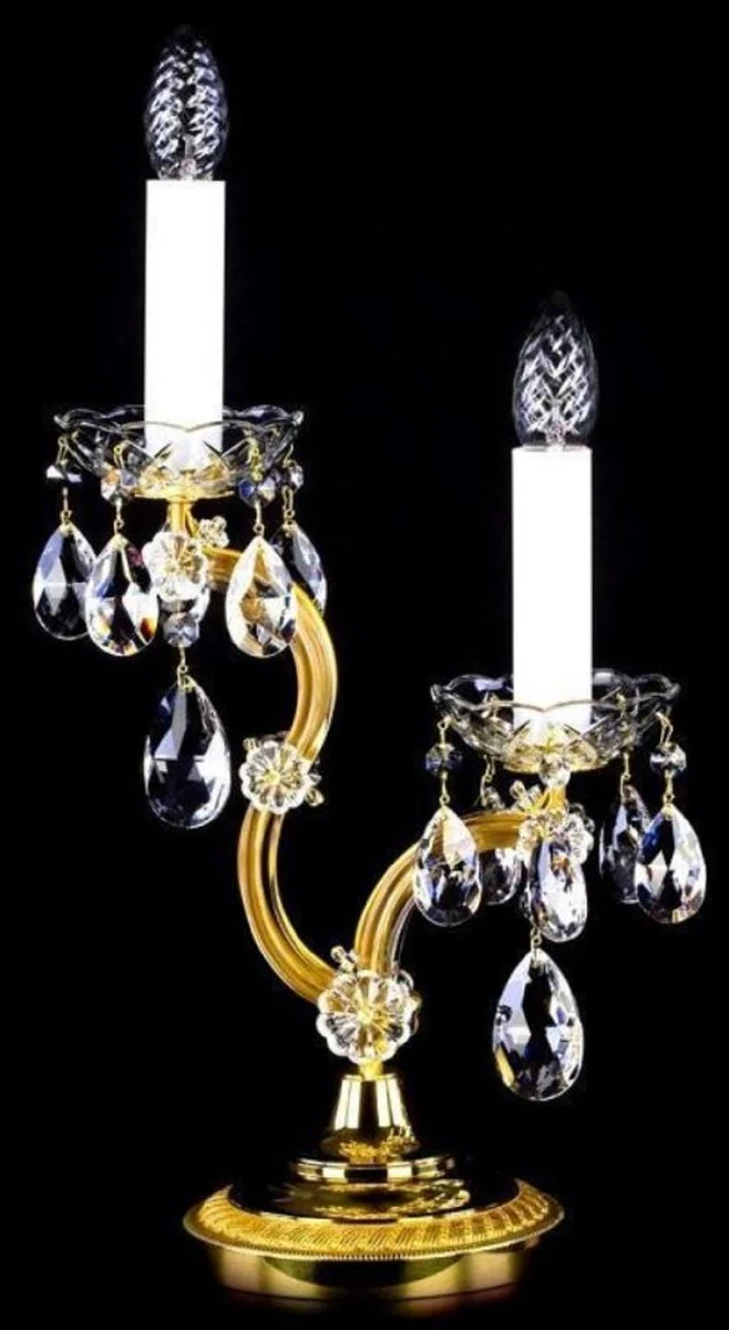 Casa Padrino lámpara de mesa de cristal barroco de lujo oro Ø 25 x A. 49 cm - Magnífica lámpara de escritorio con cristal de Bohemia - Luces de cristal barroco