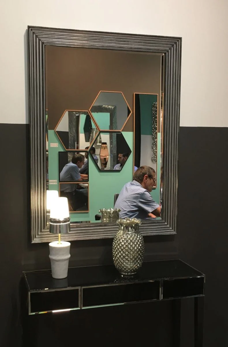 Casa Padrino espejo de lujo de la sala plata / negro 93 x H. 122 cm - Accesorios para el Sal¨®n