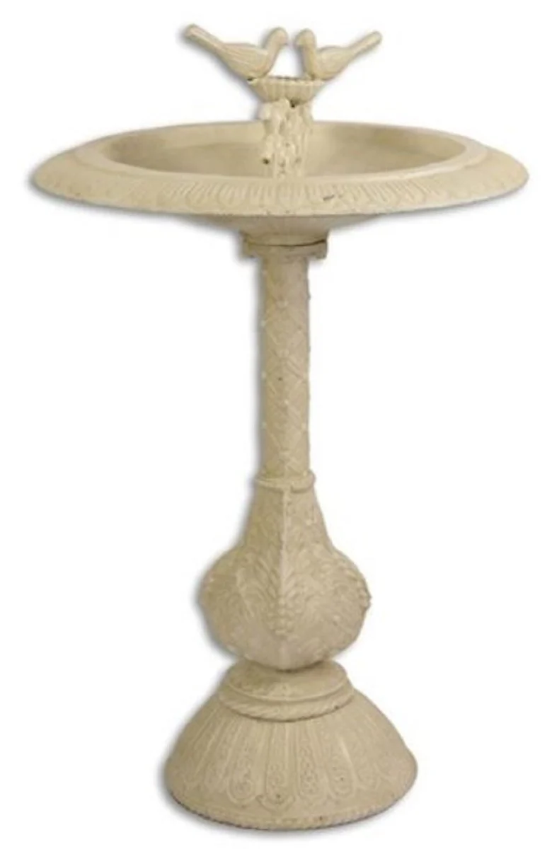 Casa Padrino baño para pájaros Art Nouveau con 2 pájaros decorativos blanco antiguo A. 77,5 cm - Baño para pájaros de hierro fundido - Accesorios de decoración de jardín y patio