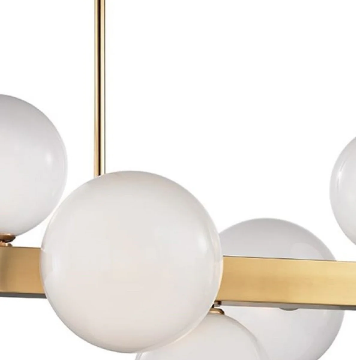 Casa Padrino lámpara colgante LED de lujo latón antiguo / blanco 110,5 x 54 x H. 47 cm - Colección de Lujo