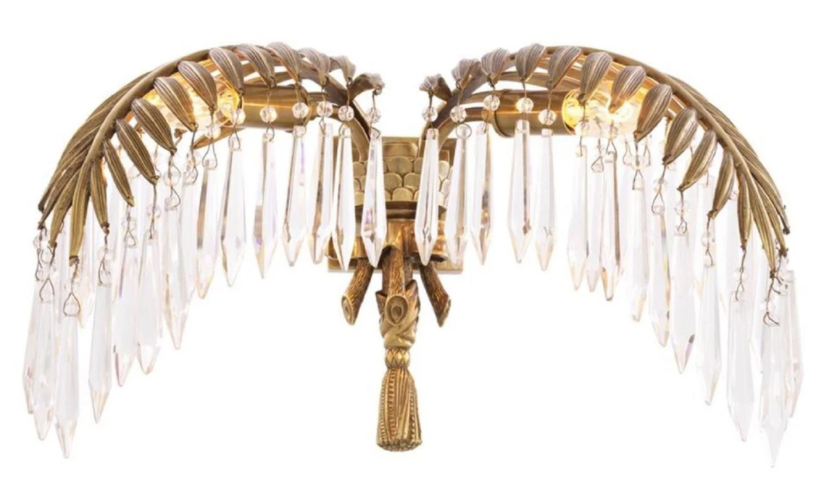 Casa Padrino lámpara de pared de lujo de cristal latón vintage 45 x 27 x H. 27 cm - Calidad de Lujo