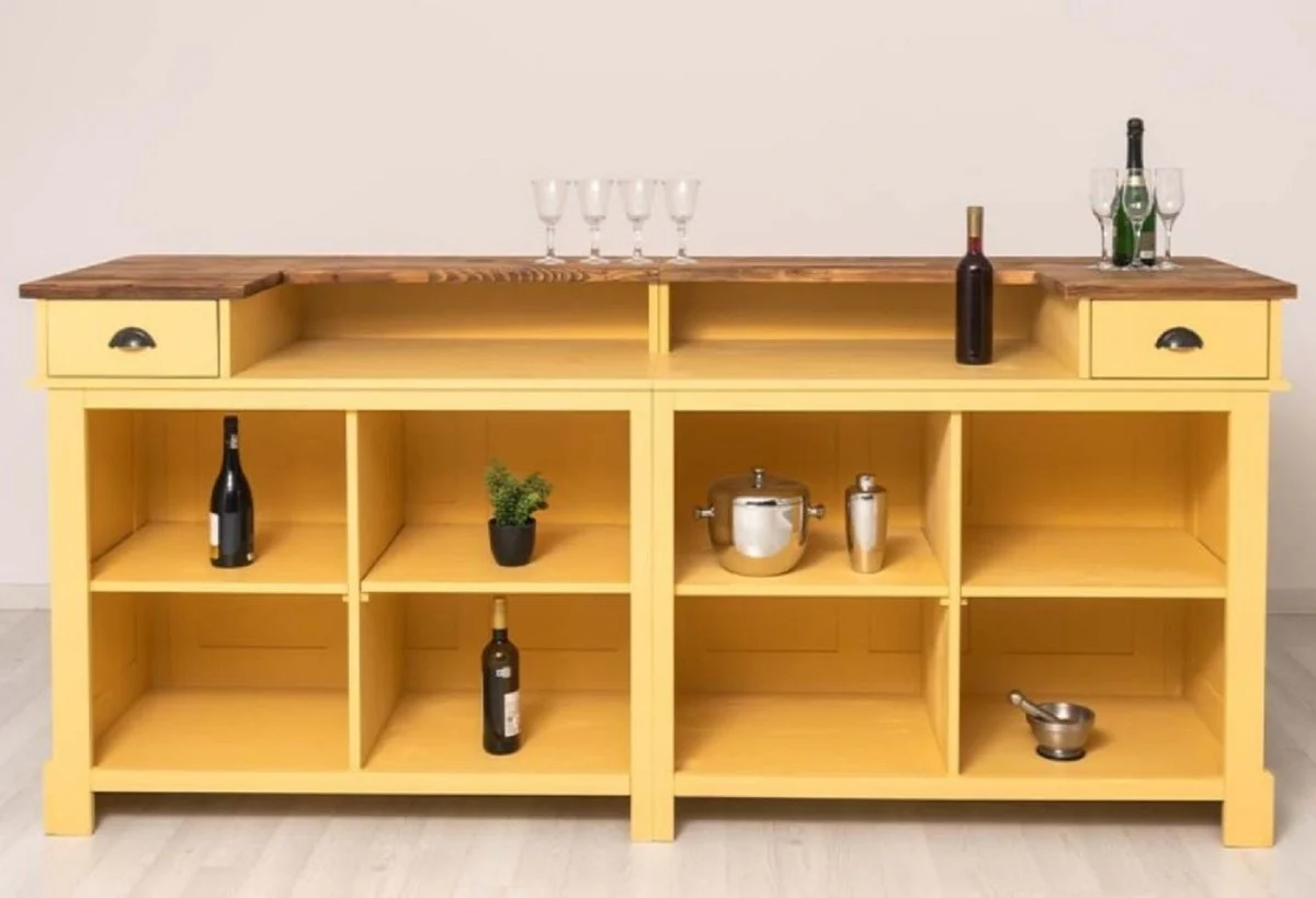 Casa Padrino barra de bar de estilo campestre amarillo / marr¨®n 240 cm - Muebles de bar estilo campestre