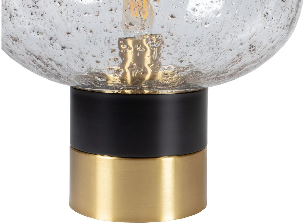 Casa Padrino lámpara de mesa de lujo negro / latón Ø 34 x H. 38 cm - Lámpara de Mesa de Diseño