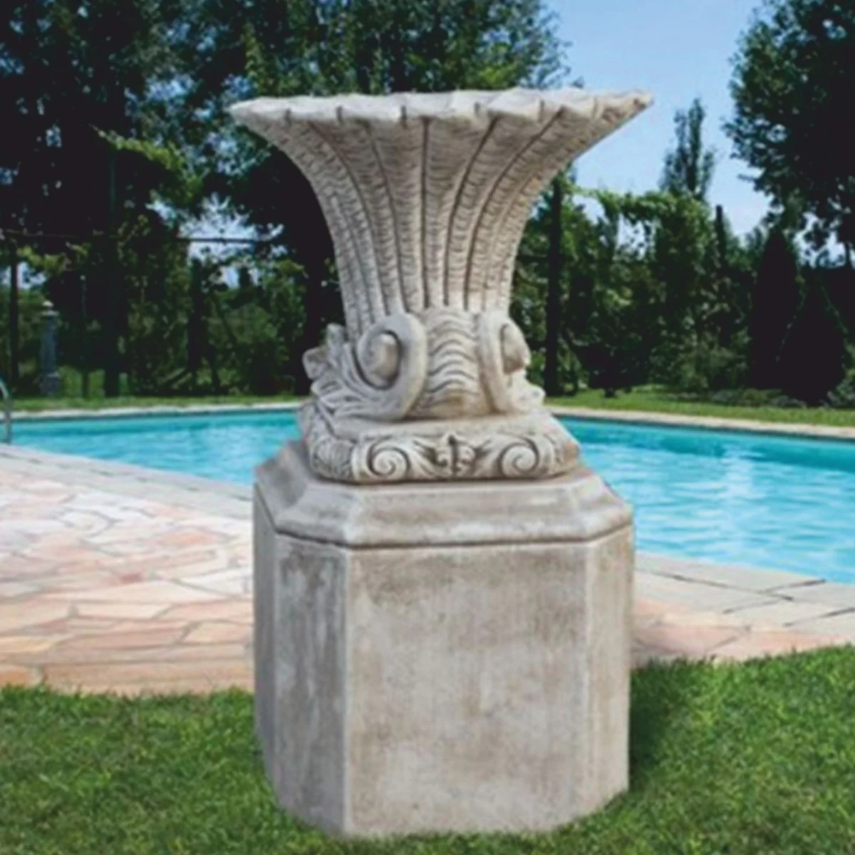 Casa Padrino maceta barroco de lujo con base gris Al. 136 cm - Hecho en Italia